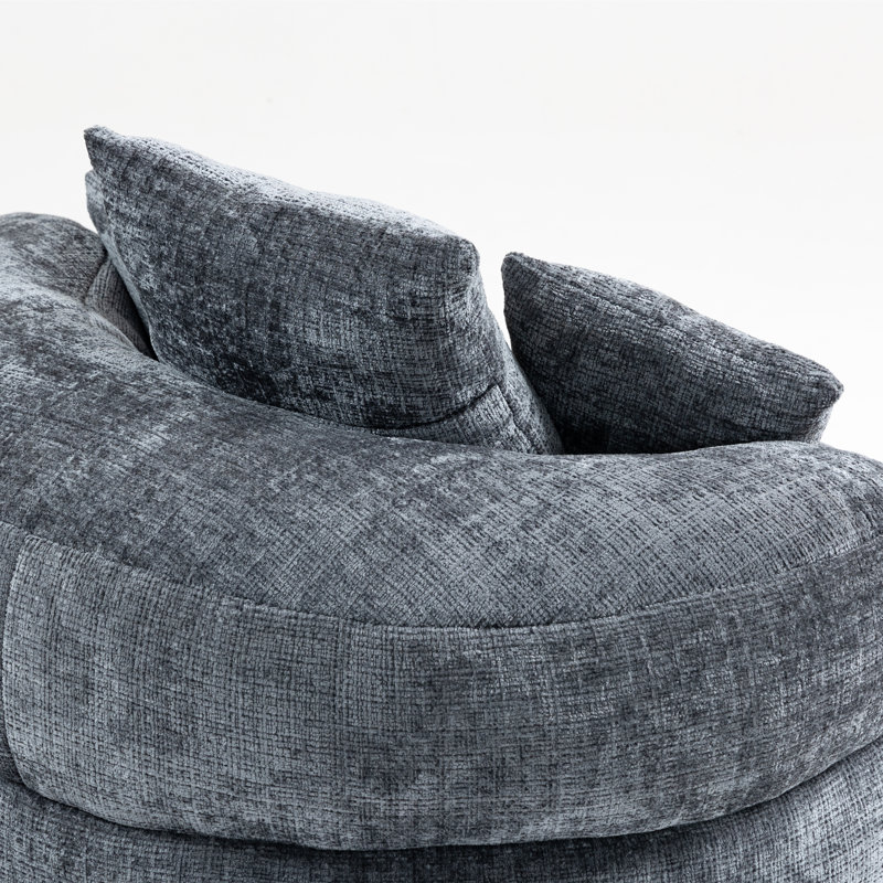 Jaquarion 42.52'' Wide Compression Barrel Chair, Gray Chenille