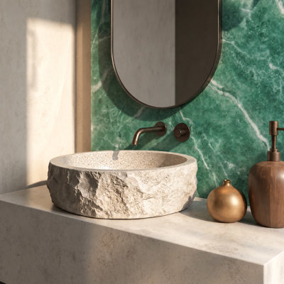 Lavabo vasque 15 "à surface solide ciselée avec texture de croûte crue