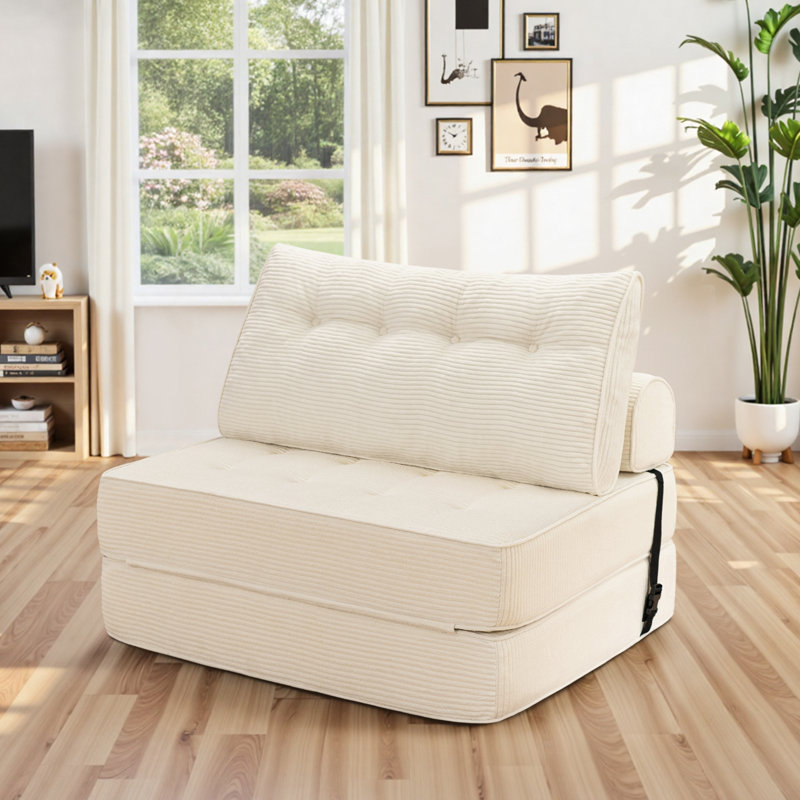 Canapé-lit Boneless, canapé-lit 3 en 1, H 33,2 po x l 39,37 po x P 31,5 po, 1, Blanc