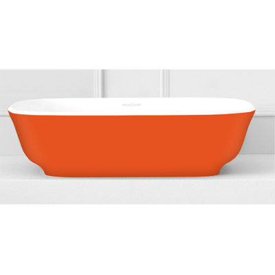 Victoria + Albert Amiata 16.25'' Gloss White/Matte Traffic Orange Volcanic Limestone Rectangular Bathroom Sink