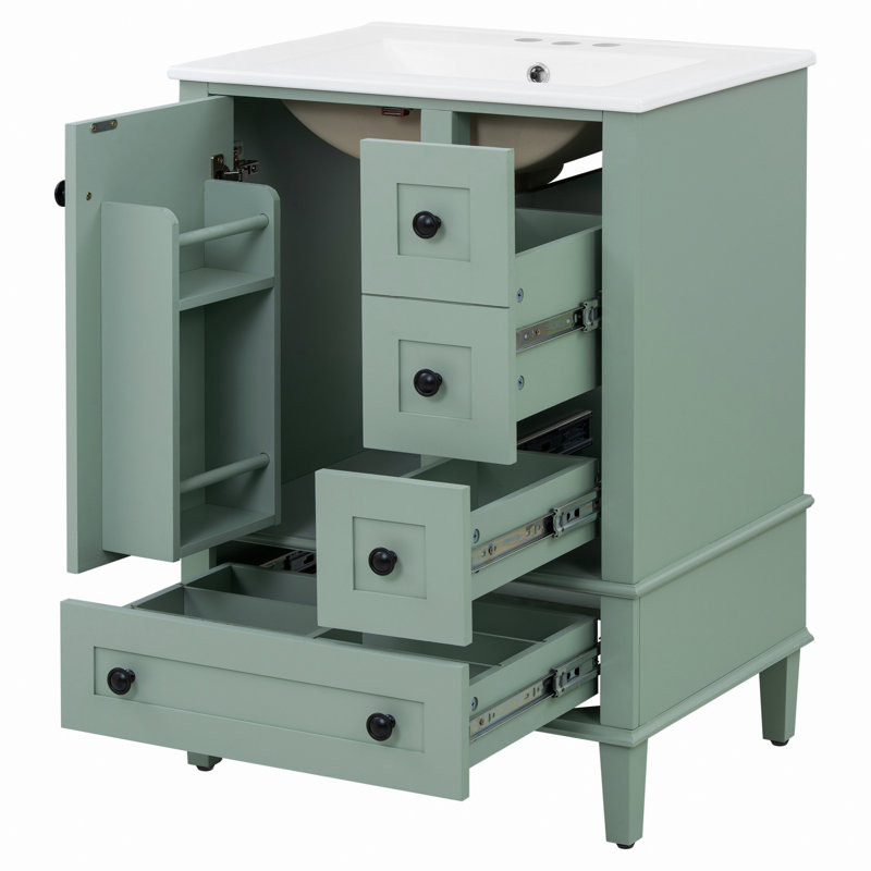Bathroom Vanity With Ceramic Basin, Soft-Close Drawers And One Soft-Close Door