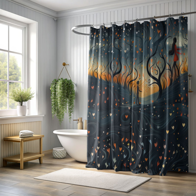 Rideau de douche romantique Premium, H 74 po x l 71 po