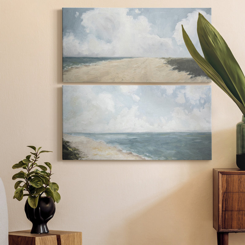 Plage à pied - Toile tendue avec châssis de qualité supérieure - Prêt à être accroché, H 24 po x l 12 po x P 1 po