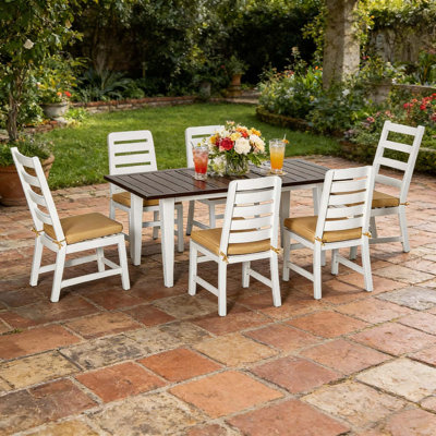 Outdoor Dining Set with Umbrella Hole and Plush Cushions
