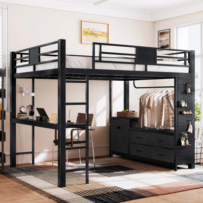 Space-Saving Loft Bed with Built-In Desk and Storage