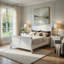 Ensemble de chambre double pleine grandeur, finition blanche, ensemble 2 pièces avec lit et 1 table de chevet-127337315-132615631