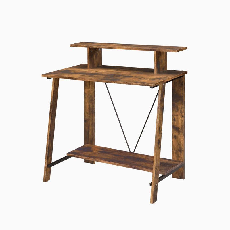 Bureau d'écriture avec plateau supérieur en chêne vieilli et noir