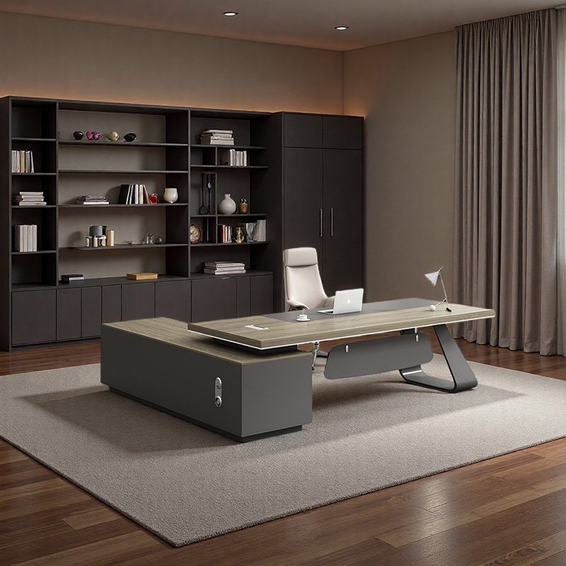 Bureau de fabrication en bois d'ingénierie durable, H 29,53 po x l 70,87 po x P 70,87 po