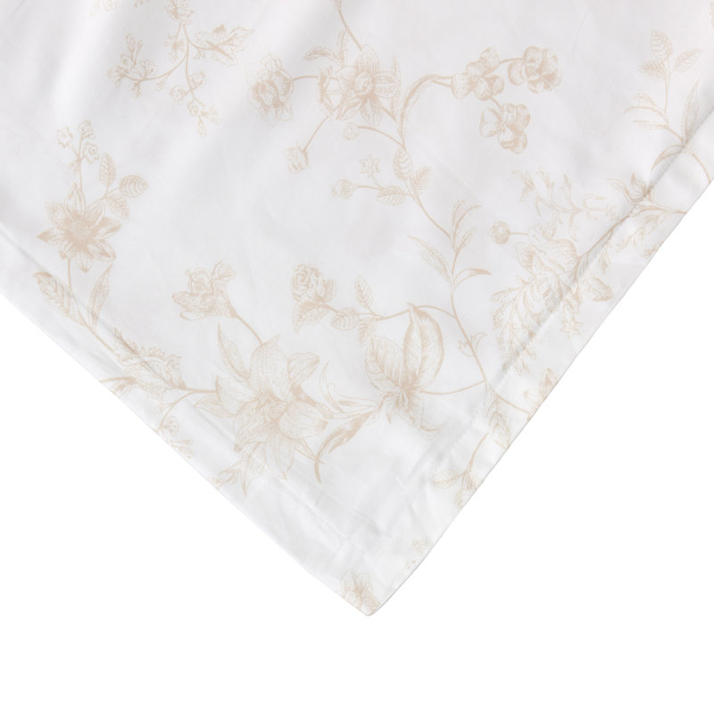 Barbet Sateen Floral Duvet Cover, Twin Duvet Cover + Standard Sham, Mocha