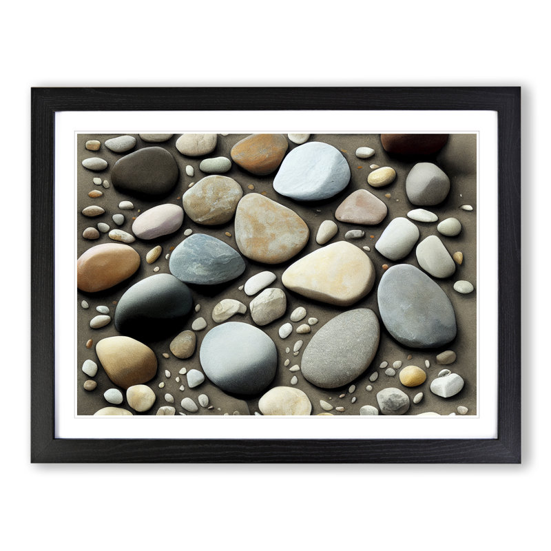 Great River Pebbles - Print, 46cm H x 64cm W, Black