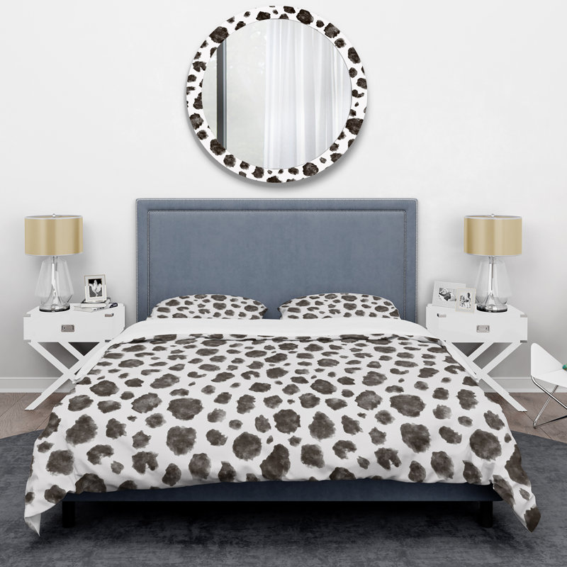 Ensemble de housse de couette en microfibre noir / blanc 3 pièces, Housse de couette pour très grand lit et 2 très