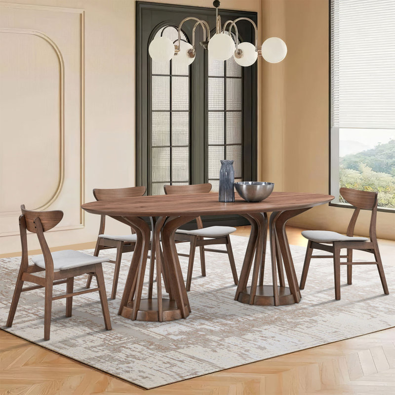 Table de salle à manger moderne en bois 78,74 pouces Ellipse, Noyer