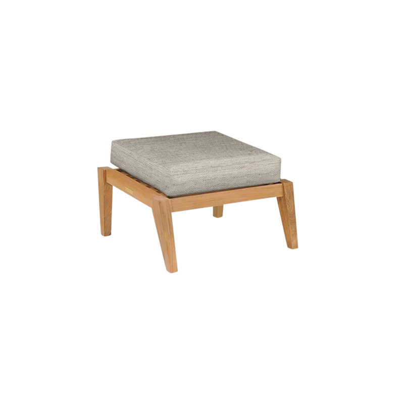 Algarve Outdoor Teak Ottoman, Fog