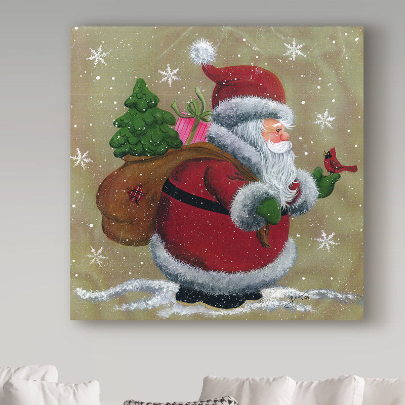 « père noël avec sac », art sur toile, H 24 po x l 24 po x P 2 po