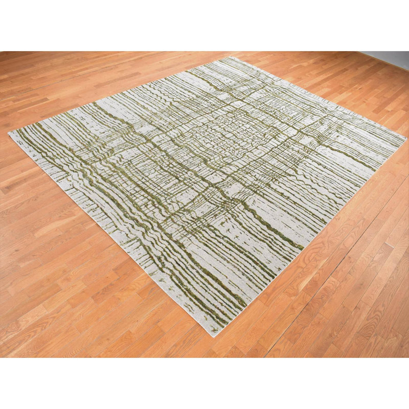 Tapis unique en soie nouvel âge 9 pi 2 po x 11 pi 8 po Atinuke