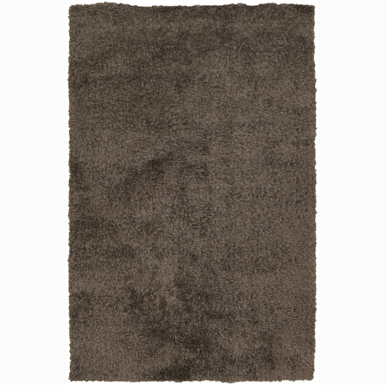 Tapis brun clair en polyester à poils longs Samora