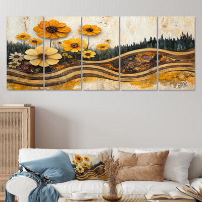 Badham - Wildflowers Wall Art - Traditional Wall Art Canvas 5 Piece