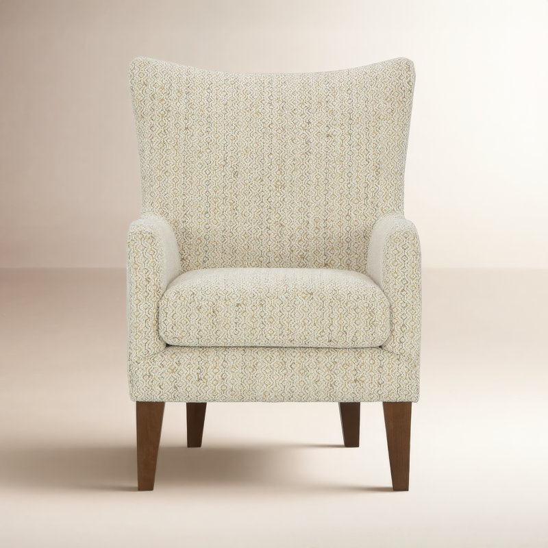 Estado Upholstered Armchair, Dark Walnut, Laguna Blue Floral Performance