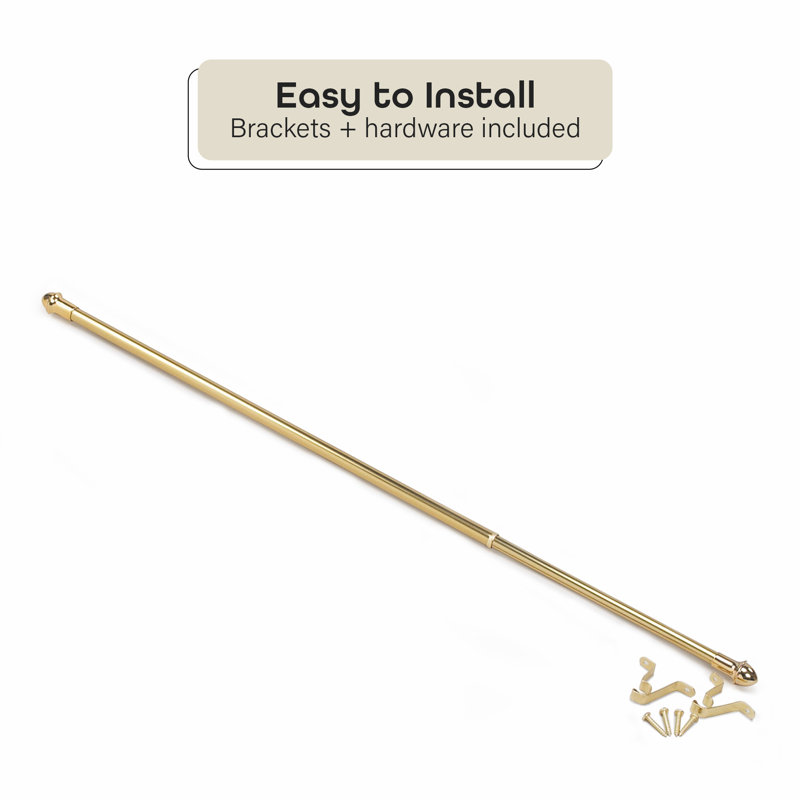 Tringle à rideaux simple réglable Fantasia, 18" - 28", Laiton