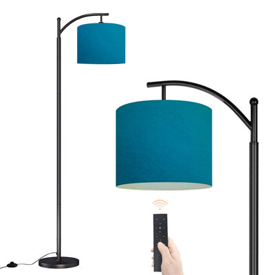 Arc Floor Lamp Light teal blue felt texture abstract Floor Lamps with Remote LED Lights Adjustable Lamp Shades Tall Standing Lamps for Reading Office Living Room