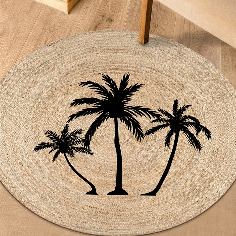 Tapis en jute tissé à la machine Champery, Rond 2 pi 7 po