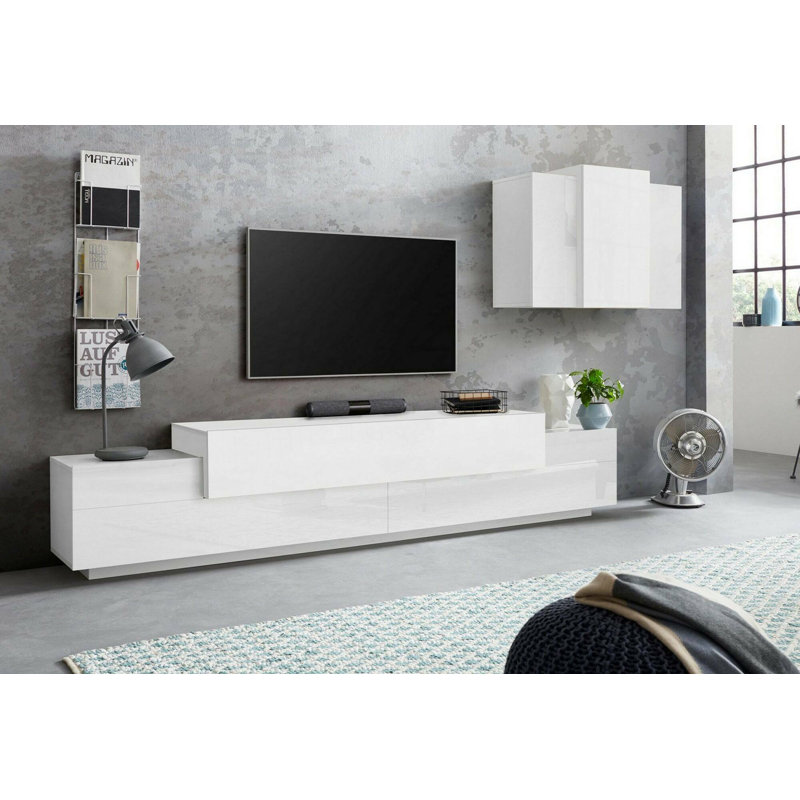 Mialena Rectangle Accent Cabinet, Glossy/Matt White