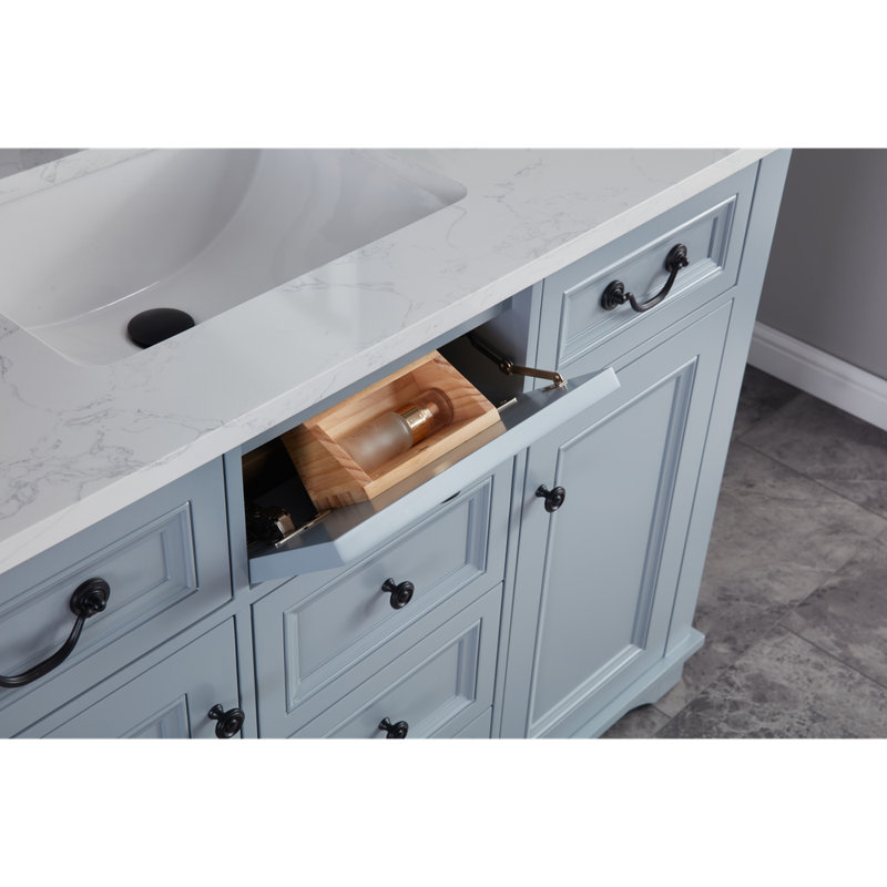 48" Cadet Finish Solid Wood Sink Vanity  With 1' Artificial Stone Top, Cadet