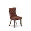 Ensemble moderne 5 pièces Mid-Century composé d'une table et de 4 chaises rembourrées en tissu de polyester bourgogne avec dossier capitonné, noyer antique-1051816184-1047955801-1047640879