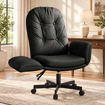 Fauteuil de direction en cuir synthétique avec accoudoirs rabattables en polyuréthane