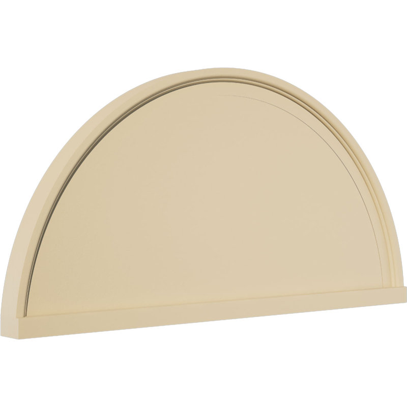 Demi-rond signature fronton en uréthane, brun clair apprêté, 28 po x 14 po x 2 po, Aucune, Lisse