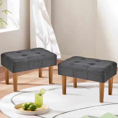 Nuha Linen Upholstered Ottoman Footrest 