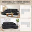 Canapé-lit modulaire réversible coulissant 223 cm, noir