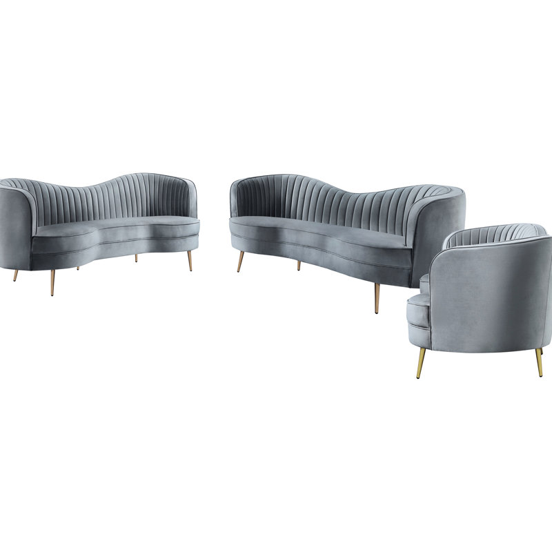 3 canapés gris, offrant des sièges confortables et un style contemporain pour les intérieurs modernes avec des espaces doux et colorés