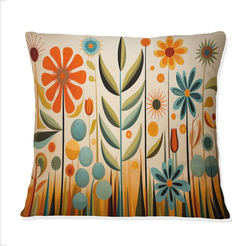 Coussin décoratif rouge Mid Century Mod Nature - Abstract Midcentury, 16" x 16"