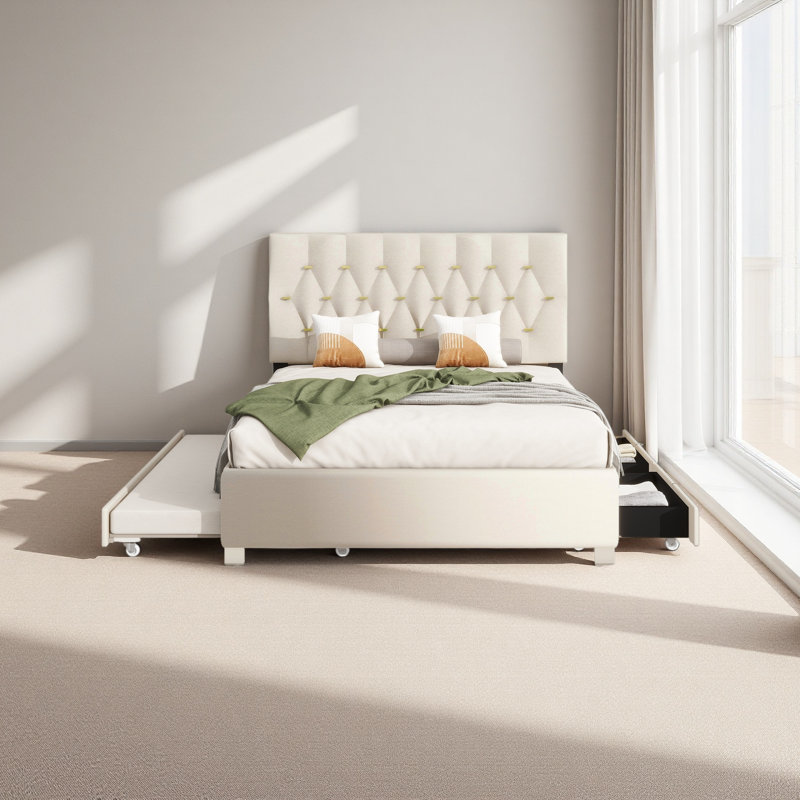 Lit gigogne pour lit Queen, Beige