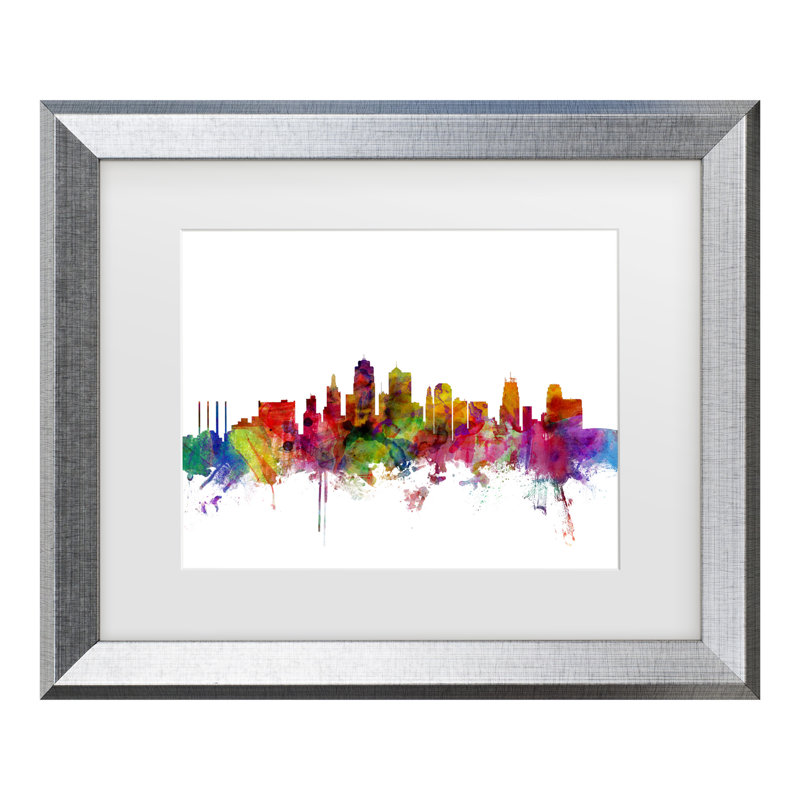 «Michael City Skyline» par Michael Tompsett, art encadré mat, H 14,5 po x l 17,5 po x P 0,75 po, Argent