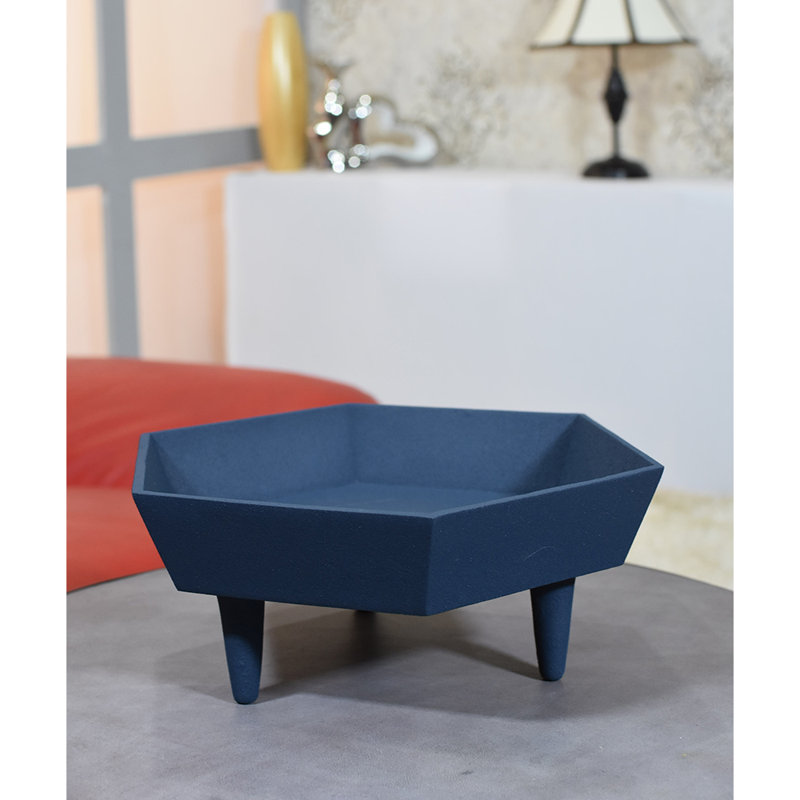 Bol décoratif en aluminium Gupton, H 4,52 po x l 10 po x P 11,4 po, Blue
