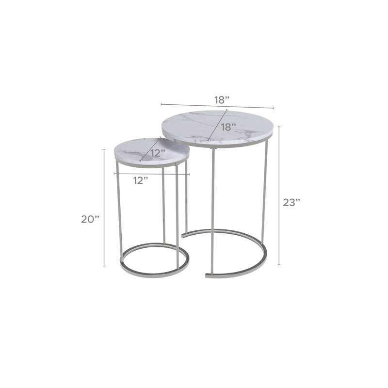 2 Piece Marble Finish End Table