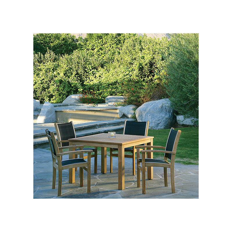 St. Tropez Stacking Teak Patio Dining Chair, Slate