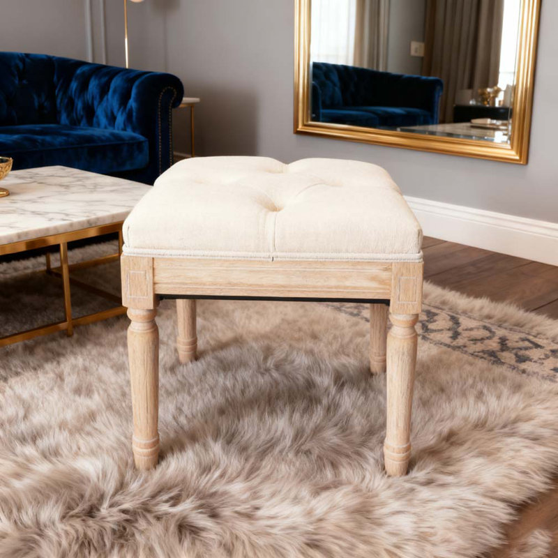 Square Upholstered Rustic Ottoman Bench