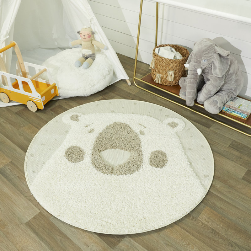 Letman Polar Bear Shag Rug, Cream