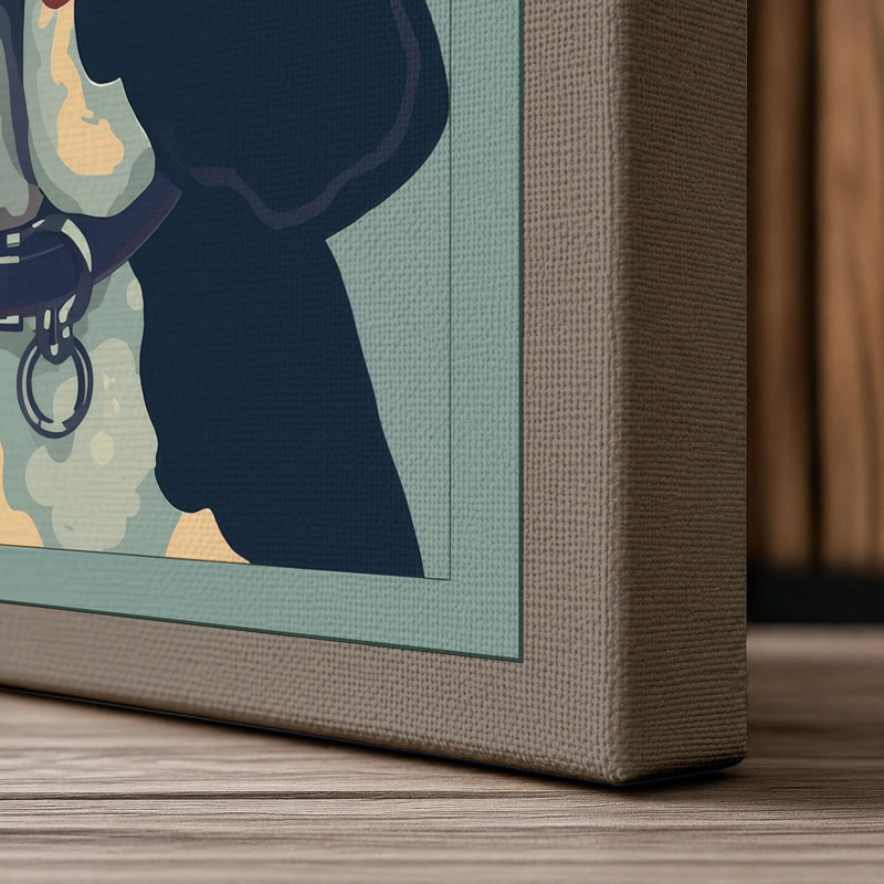 Dignified Basset Hound Modern - Wrapped Canvas, 30x20 - 76.2 x 50.8 cm, Taupe Border