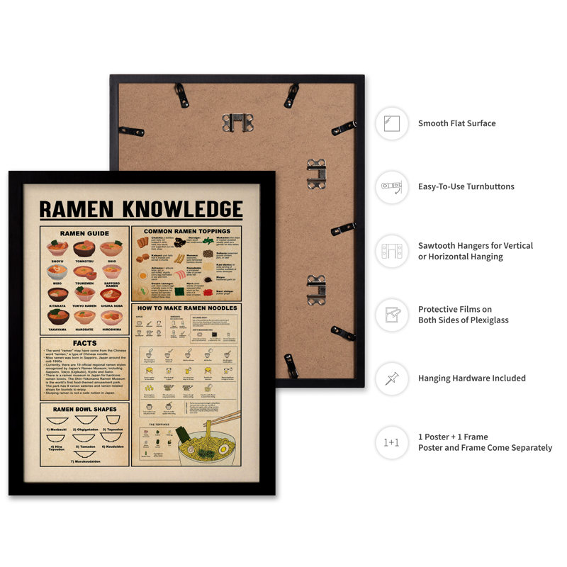 Connaissances Ramen, Black Framed, Poster, 16"H x 20"W
