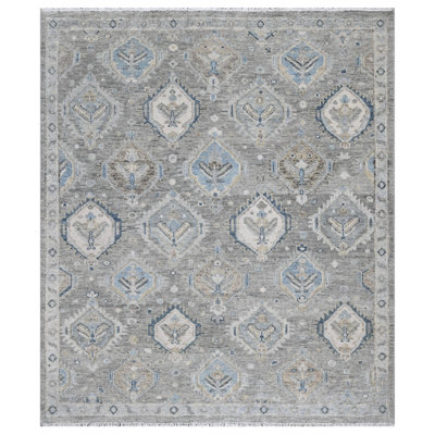 One-of-a-Kind Azure Crest Hand-Knotted Wool Area Rug