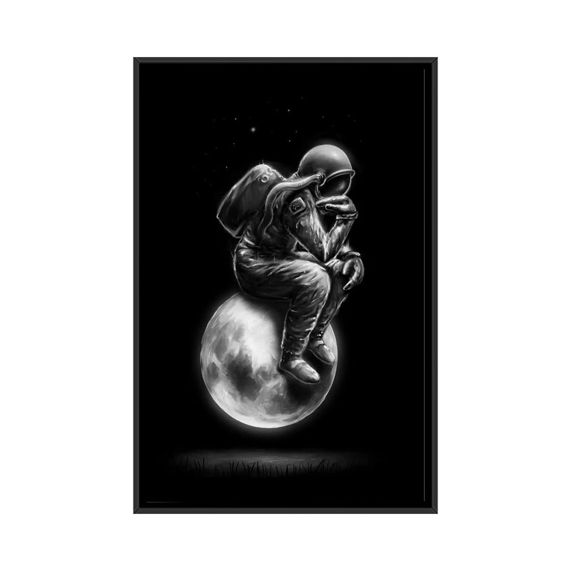 «Space Thinker», impression sur toile, H 26 po x l 18 po x P 1,5 po, Toile avec cadre noir, Pas de tapis