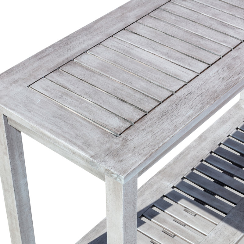 Console en eucalyptus gris argenté - idéale pour les présentoirs extérieurs et les rangements fonctionnels