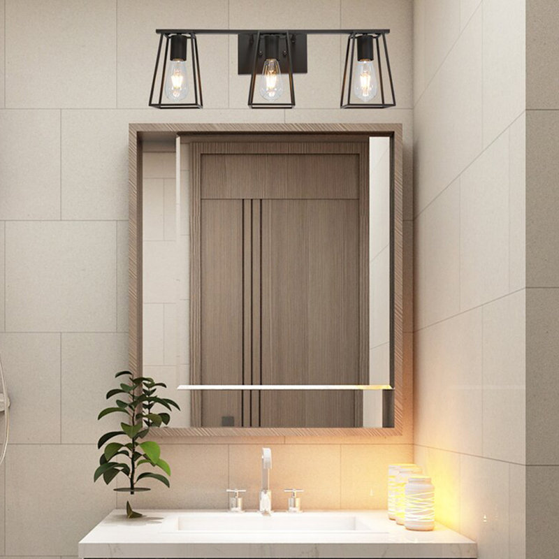 Éclairage de salle de bain 3 lumières à intensité variable noir