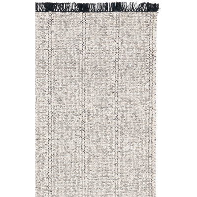 Manhattan 676 Hand Woven Wool/Cotton Striped Rug in Ivory/Black