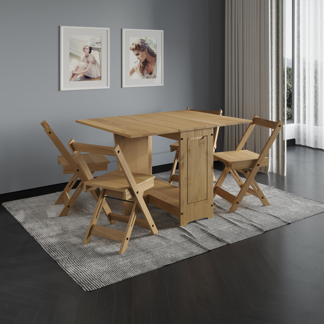 B&Q - Corona Butterfly Dining Set Table & 4 Chairs Folding Solid Wood Mexican Pine - Image 4