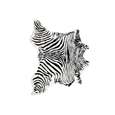 4' X 5' Black and White Faux Fur Printed Area Rug